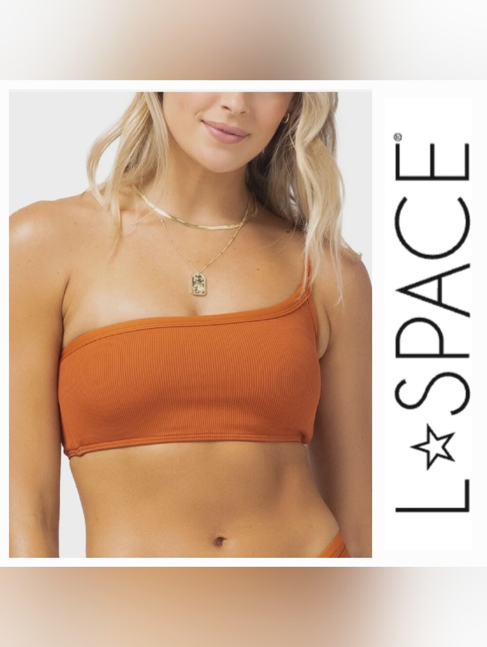 L*Space Axel Bikini Top One-shoulder Amber Rust Sz L NWT BohoChic